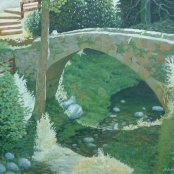 Pintura titulada "puente de Osor" por Antonio Leon Huguet, Obra de arte original