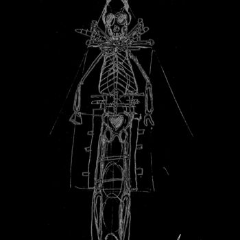 Digital Arts titled "O Esqueleto e Coraç…" by Aleph Ayres, Original Artwork, Digital Painting