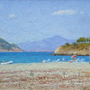 Картина под названием "Дикий пляж" - Aler, Подлинное произведение искусства, Масло
