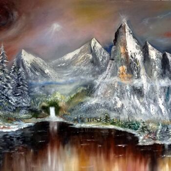 Peinture intitulée "Lake of Mysterious…" par Arthur Savachenko, Œuvre d'art originale, Huile