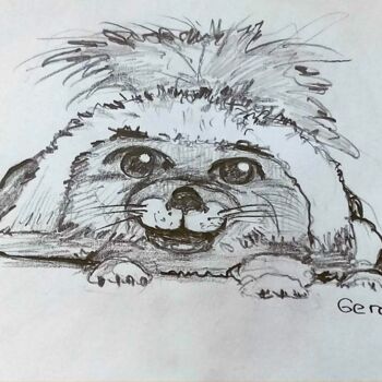 Dessin intitulée "Fun dog" par Arthur Savachenko, Œuvre d'art originale, Crayon
