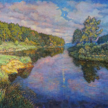 Painting titled ""River. Beginning o…" by Ales Filipovich, Original Artwork, Oil