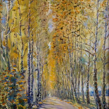 Schilderij getiteld ""Road to autumn"" door Ales Filipovich, Origineel Kunstwerk, Olie