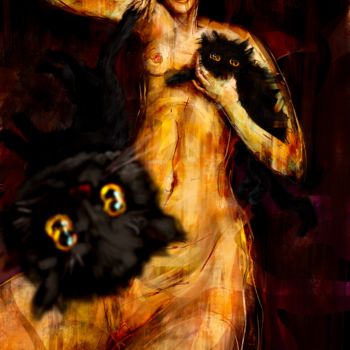 Arte digitale intitolato "Kittens" da Ales Dolbnya, Opera d'arte originale, Pittura digitale