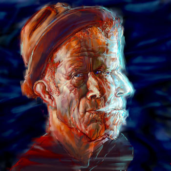 Digital Arts titled "Tom Waits" by Ales Dolbnya, Original Artwork, Digital Painting