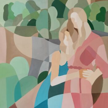 Pittura intitolato ""Sorelle sulle Mura"" da Alessandra Redolfi, Opera d'arte originale, Olio