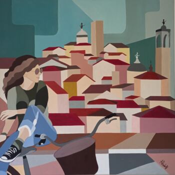 Pintura intitulada ""Mosaico di una cit…" por Alessandra Redolfi, Obras de arte originais, Acrílico Montado em Armação em ma…