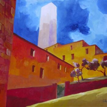 Pittura intitolato "Gli orti di San Gim…" da Alessandro Andreuccetti, Opera d'arte originale, Olio