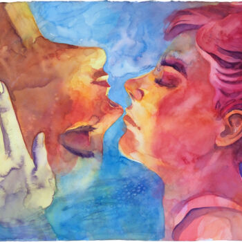 Pintura titulada "imaicab, baciami" por Alessandro Andreuccetti, Obra de arte original, Acuarela