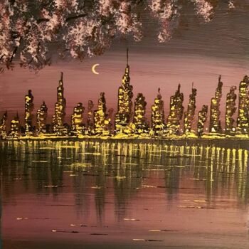 Painting titled "La città" by Alessandro Rizzo, Original Artwork, Acrylic