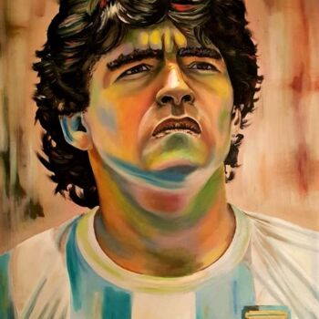 Pittura intitolato "Maradona" da Alessandro Rizzo, Opera d'arte originale, Olio