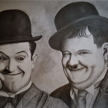 Drawing titled "Stanlio & Ollio" by Alessandro Rizzo, Original Artwork, Charcoal