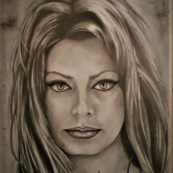 Drawing titled "Sophia Loren" by Alessandro Rizzo, Original Artwork, Graphite