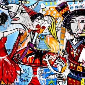 Schilderij getiteld "Gypsy Gang" door Alessandro Siviglia, Origineel Kunstwerk, Acryl