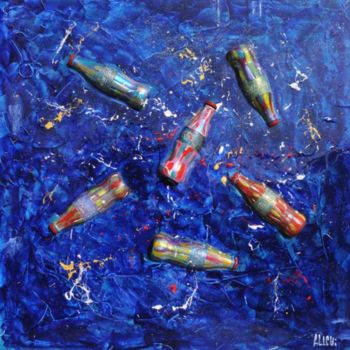 Painting titled "Coca Cola deep blue" by Alessandro Coralli, Original Artwork, Oil