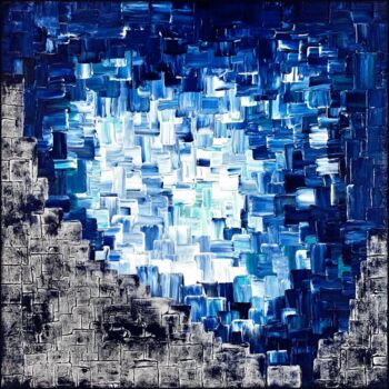 Malarstwo zatytułowany „Blue Light” autorstwa Alessia Lu, Oryginalna praca, Akryl Zamontowany na Drewniana rama noszy