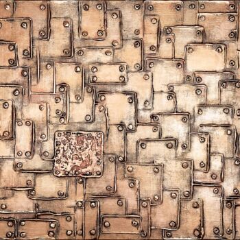 Painting titled "Copper Carapace" by Alessia Lu, Original Artwork, Acrylic Mounted on Wood Stretcher frame