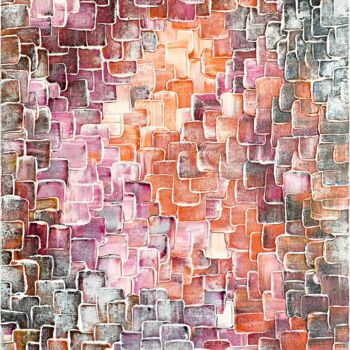 Картина под названием "Red Melange" - Alessia Lu, Подлинное произведение искусства, Акрил Установлен на Деревянная рама для…