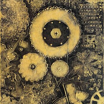 Ζωγραφική με τίτλο "The Wish Machine" από Alessia Lu, Αυθεντικά έργα τέχνης, Ακρυλικό Τοποθετήθηκε στο Ξύλινο φορείο σκελετό