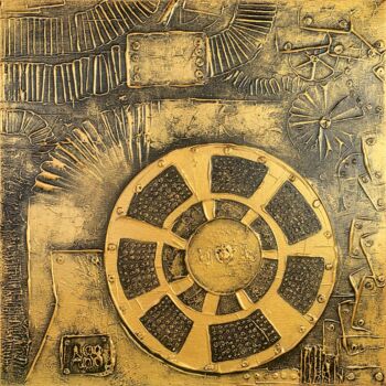 Ζωγραφική με τίτλο "Mechanism A88" από Alessia Lu, Αυθεντικά έργα τέχνης, Ακρυλικό Τοποθετήθηκε στο Ξύλινο φορείο σκελετό