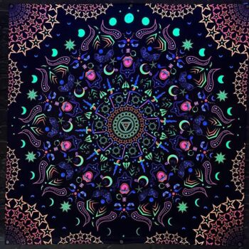 Textilkunst mit dem Titel "Fluorescent tapestr…" von Alex Anahart, Original-Kunstwerk, 2D digitale Arbeit