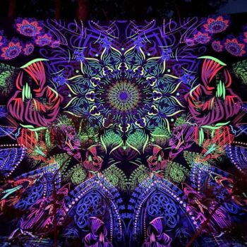 Arts numériques intitulée "Shamanic tapestry "…" par Alex Anahart, Œuvre d'art originale, Tissu