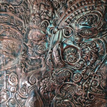 Pintura titulada ""QUEEN OF THE SHELL…" por Alexey Saralidze, Obra de arte original, Metales