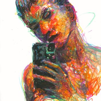 Рисунок под названием "Female portrait" - Alex Buzunov, Подлинное произведение искусства, Цветные карандаши