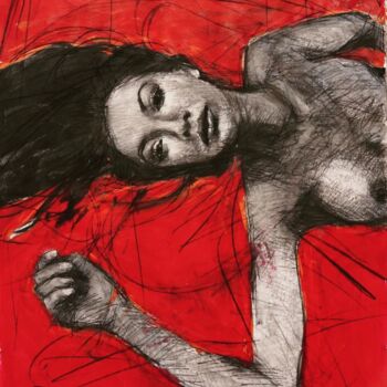 Pintura titulada "Resting nude 3" por Alex Buzunov, Obra de arte original, Grafito