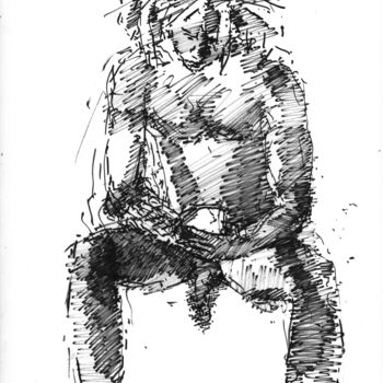 Disegno intitolato "Man with a book" da Alex Buzunov, Opera d'arte originale, Pennarello