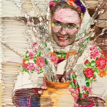 Dessin intitulée "Portrait of a Ukrai…" par Alex Buzunov, Œuvre d'art originale, Marqueur