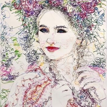 Zeichnungen mit dem Titel "Ukrainian woman" von Alex Buzunov, Original-Kunstwerk, Marker