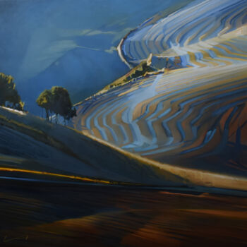 Pintura intitulada "Hills of Tuscany. P…" por Alex Chernigin, Obras de arte originais, Óleo Montado em Armação em madeira