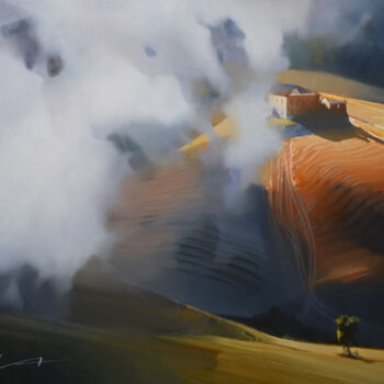 Malarstwo zatytułowany „Higher than clouds” autorstwa Alex Chernigin, Oryginalna praca, Olej Zamontowany na Drewniana rama n…
