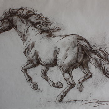 Drawing titled "Cheval" by Alexandre Fadeev, Original Artwork, Pencil