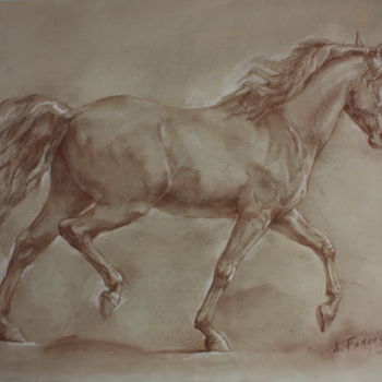 Drawing titled "Cheval n 2" by Alexandre Fadeev, Original Artwork, Pencil