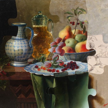 Painting titled "Jus de pomme" by Alexandre Fadeev, Original Artwork, Oil Mounted on Wood Stretcher frame