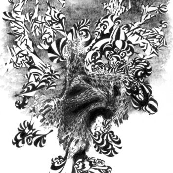 Dibujo titulada "Emanation 0365 (Dar…" por Alex Henk, Obra de arte original, Tinta