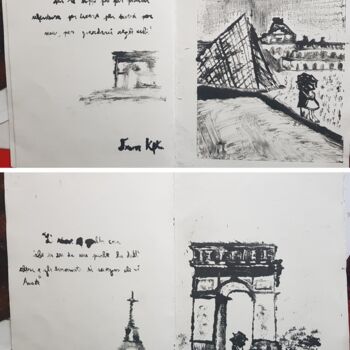 Gravures & estampes intitulée "Una lettera a Parig…" par Alex Iattarelli (Al_iatar), Œuvre d'art originale, Monotype