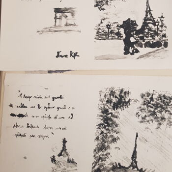 Impressões e gravuras intitulada "Una lettera a Parigi" por Alex Iattarelli (Al_iatar), Obras de arte originais, Monotipo