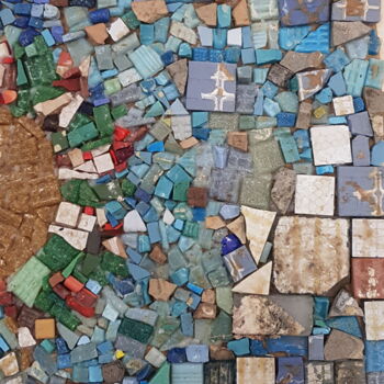 Sculpture titled "Decorazione sole" by Alex Iattarelli (Al_iatar), Original Artwork, Mosaic