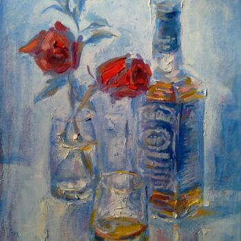 Картина под названием "Shot glass of Jack" - Alex Klas, Подлинное произведение искусства, Масло Установлен на Деревянная рам…