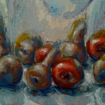 Painting titled "Pears and Apples -…" by Alex Klas, Original Artwork, Oil Mounted on Wood Stretcher frame