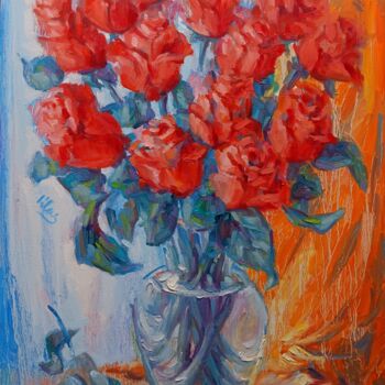 Peinture intitulée "A dozen roses ||" par Alex Klas, Œuvre d'art originale, Huile Monté sur Châssis en bois