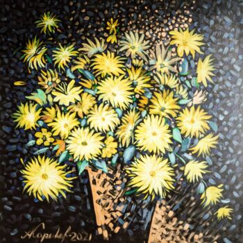 Painting titled "FLOWERS IN THE MOON…" by Alex Kopylov, Original Artwork, Acrylic