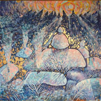 Картина под названием "WINTER PASTORAL" - Alex Kopylov, Подлинное произведение искусства, Масло Установлен на Деревянная рам…