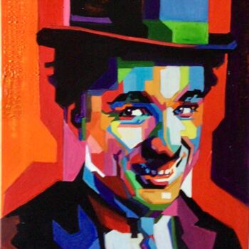 Peinture intitulée "Charlie Chaplin" par Alex Loreci, Œuvre d'art originale, Acrylique