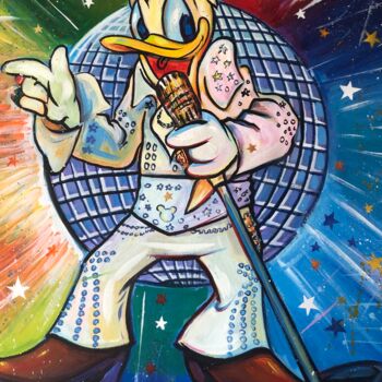 Ζωγραφική με τίτλο "Donald as Elvis Pre…" από Alex Loreci, Αυθεντικά έργα τέχνης, Ακρυλικό