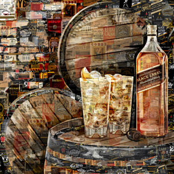 Digitale Kunst getiteld "Whiskey Johnnie Wal…" door Alex Loskutov, Origineel Kunstwerk, Digitale collage