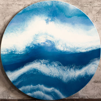 Painting titled "Ocean waves" by Alexandr Makartsov, Original Artwork, Resin Mounted on Wood Stretcher frame